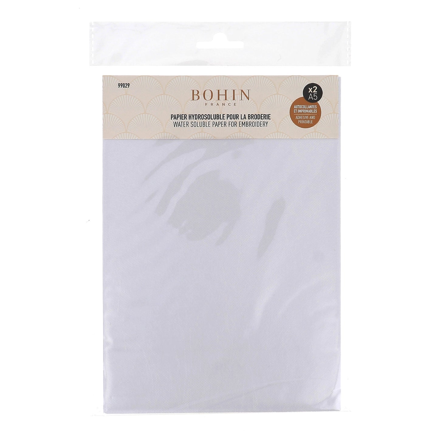 WATER SOLUBLE EMBROIDERY PAPER Blister of 2x A5 sheets