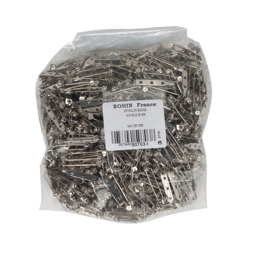 BADGE PINS 30mm SILVER x1000