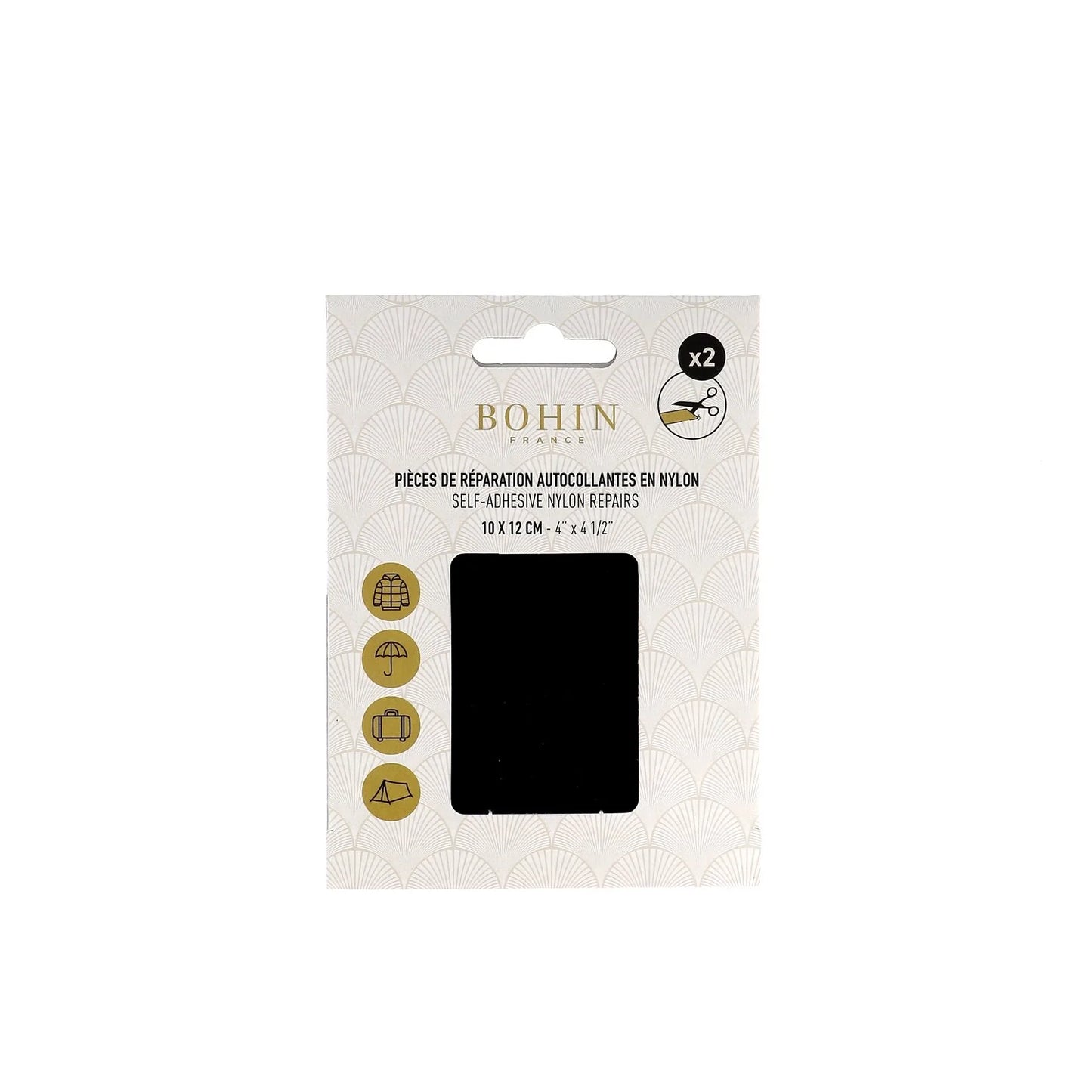 NYLON SELF-ADHESIVE PATCH 2 pcs of 10x12cm BLACK