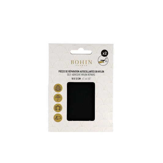 NYLON SELF-ADHESIVE PATCH 2 pcs of 10x12cm DARK GREY