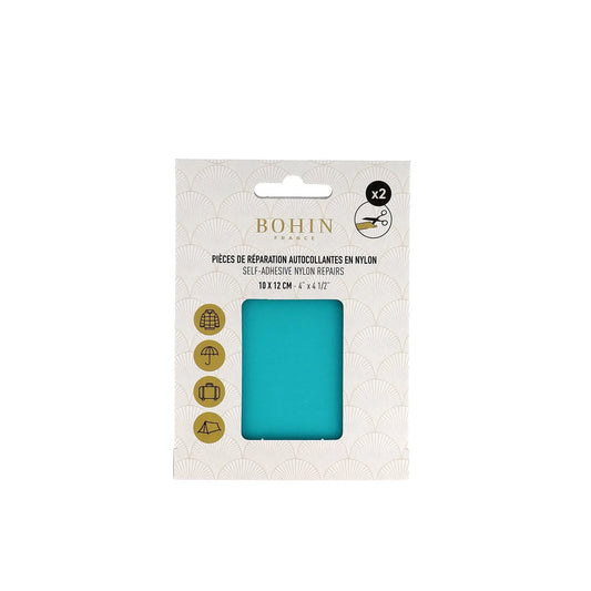 NYLON SELF-ADHESIVE PATCH 2 pcs of 10x12cm TURQUOISE BLUE