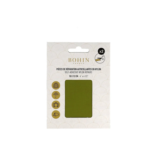 NYLON SELF-ADHESIVE PATCH 2 pcs of 10x12cm LEAF GREEN