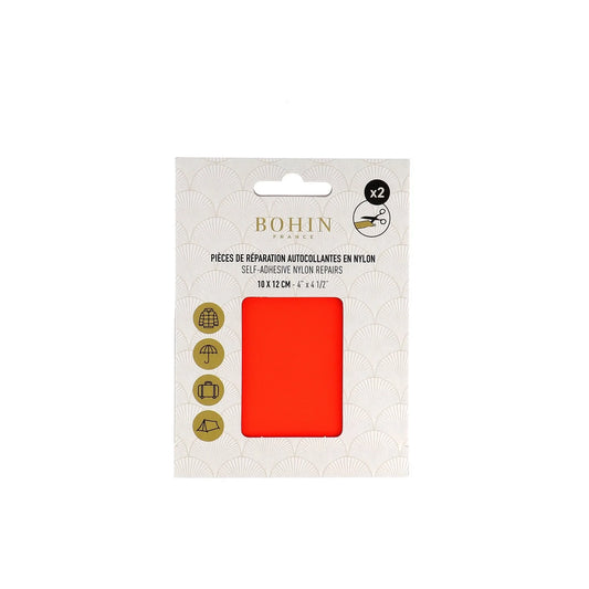NYLON SELF-ADHESIVE PATCH 2 pcs of 10x12cm NEON ORANGE