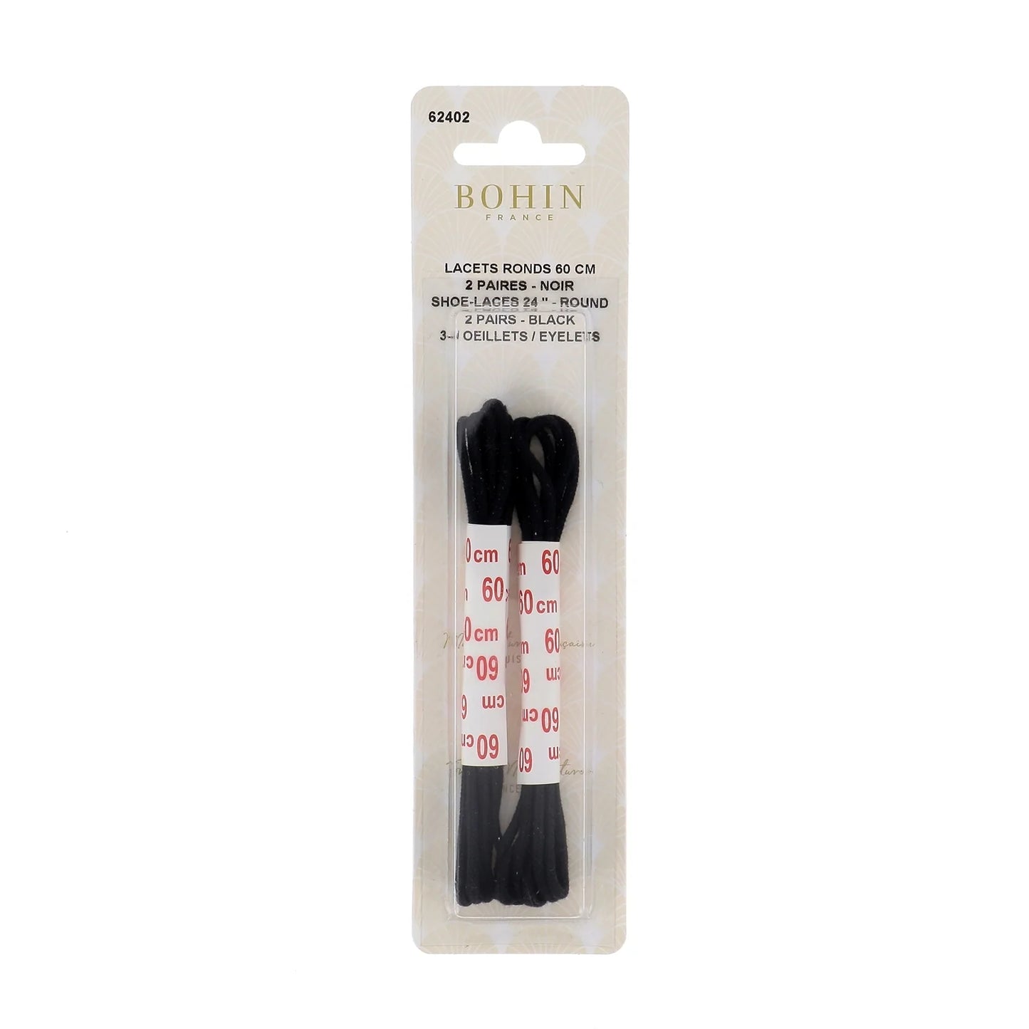 SHOE LACES BLK 60 cm x2 PAIRS