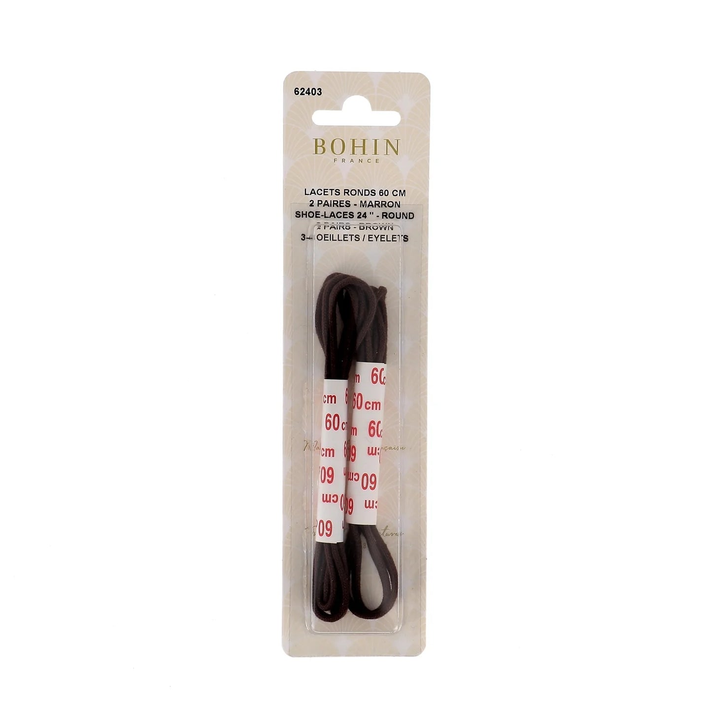 SHOE LACES BROWN 60 cm x2 PAIRS