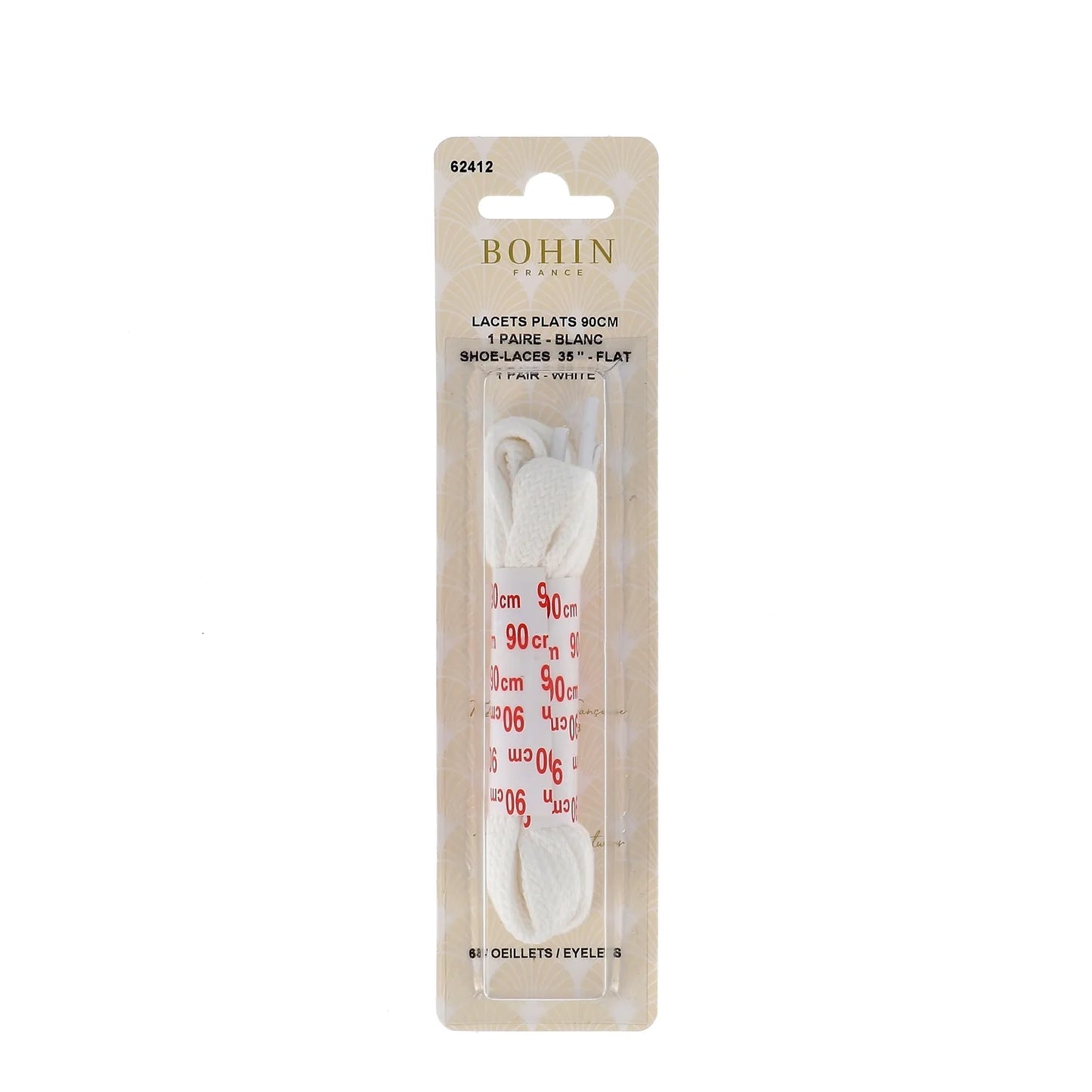 SHOE LACES WHT 90 cm x1 PAIR blister