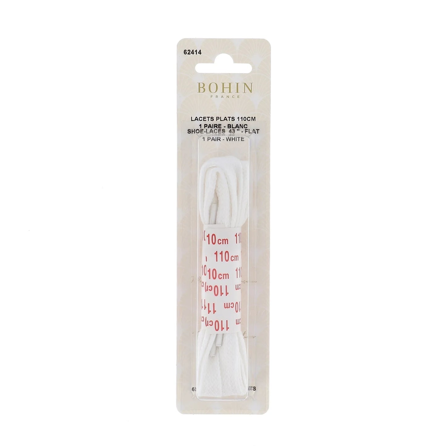 SHOE LACES WHT 110 cm x1 PAIR blister