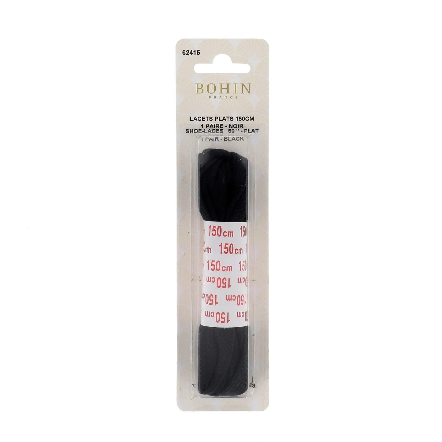 SHOE LACES BLK 150 cm x1 PAIR blister