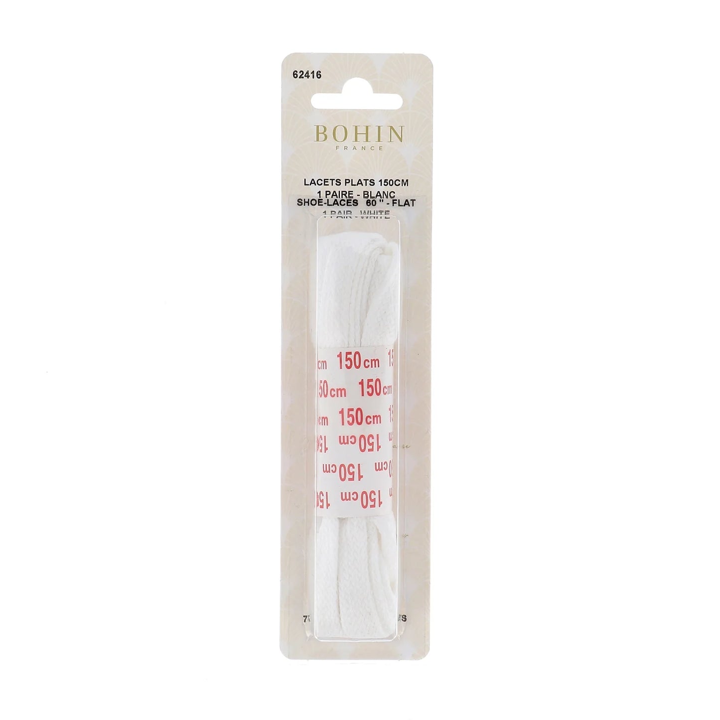 SHOE LACES WHT 150 cm x1 PAIR blister
