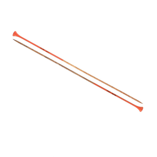 KNITTING NEEDLES-WOOD-15.5''-N°4-US Sz6-Orange-Blister x2