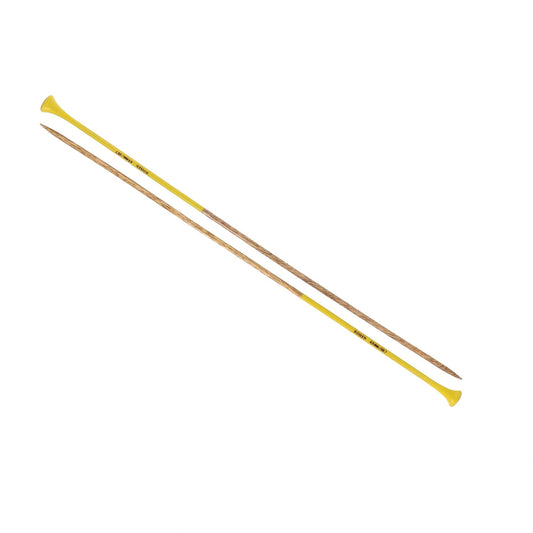 KNITTING NEEDLES-WOOD-15.5''-N°4,5-US Sz7-Yellow-Blister x2