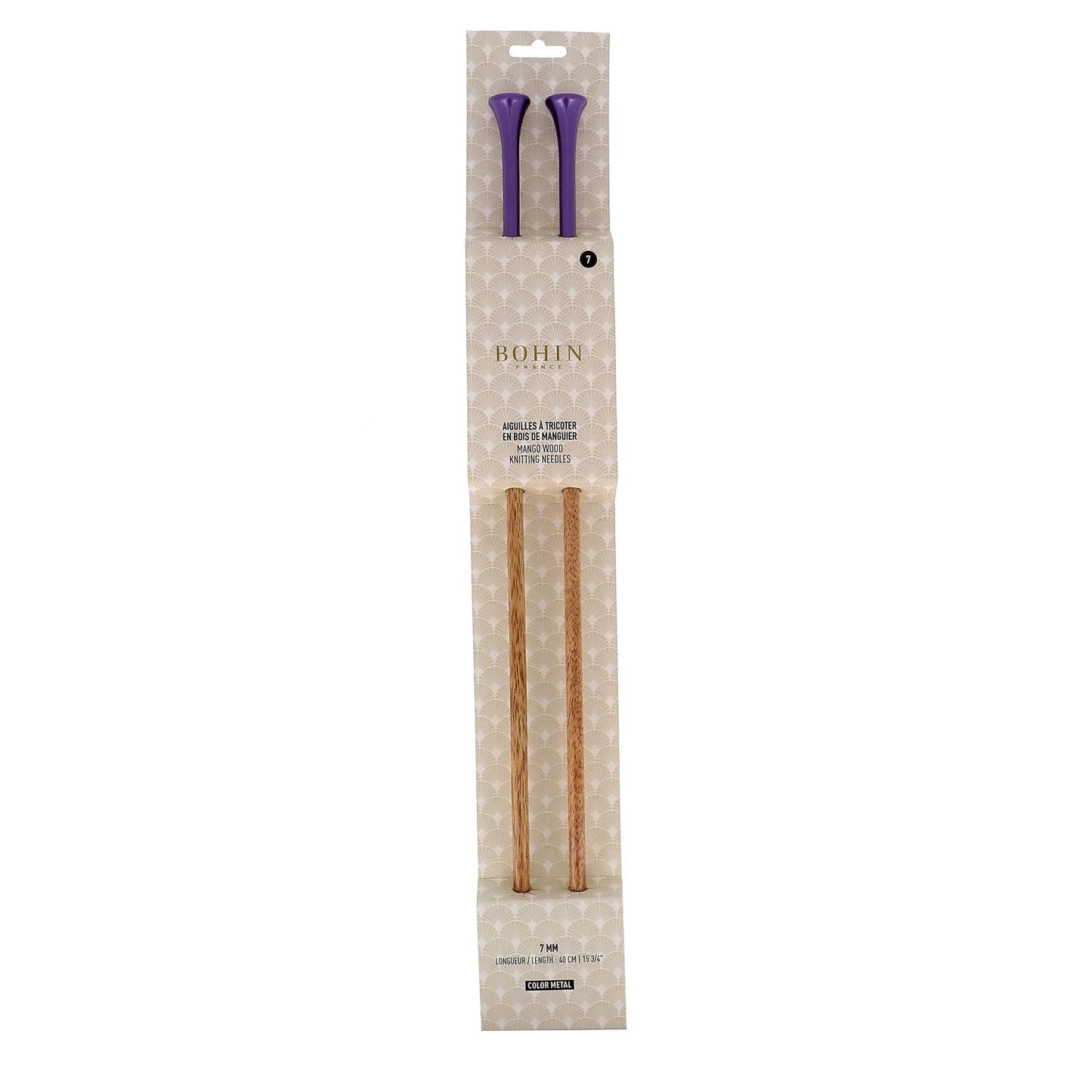 KNITTING NEEDLES-WOOD-15.5''-N°7-Purple-Blister x2