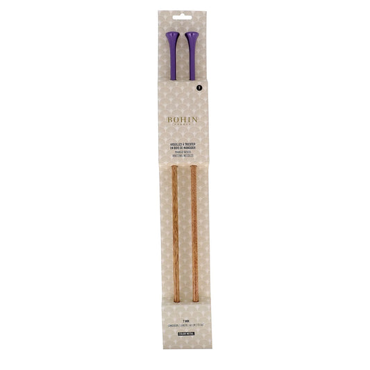 KNITTING NEEDLES-WOOD-15.5''-N°7-Purple-Blister x2