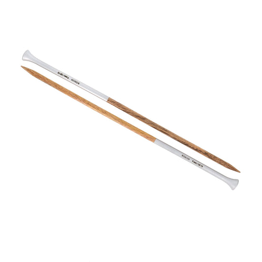 KNITTING NEEDLES-WOOD-15.5''-N°9-US Sz13-Silver-Blister x2