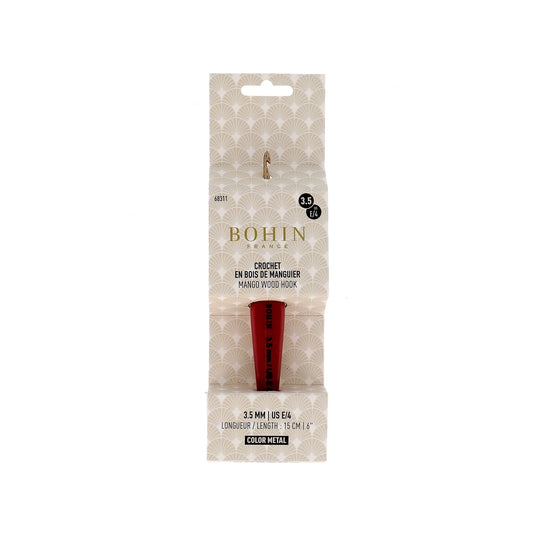 CROCHET HOOK WOOD-N°3.5-US E/4-Red-blister x1
