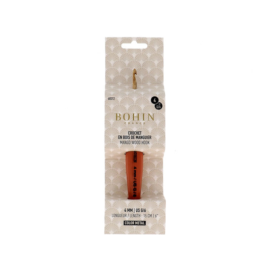 CROCHET HOOK WOOD-N°4-US G/6-Orange-blister x1