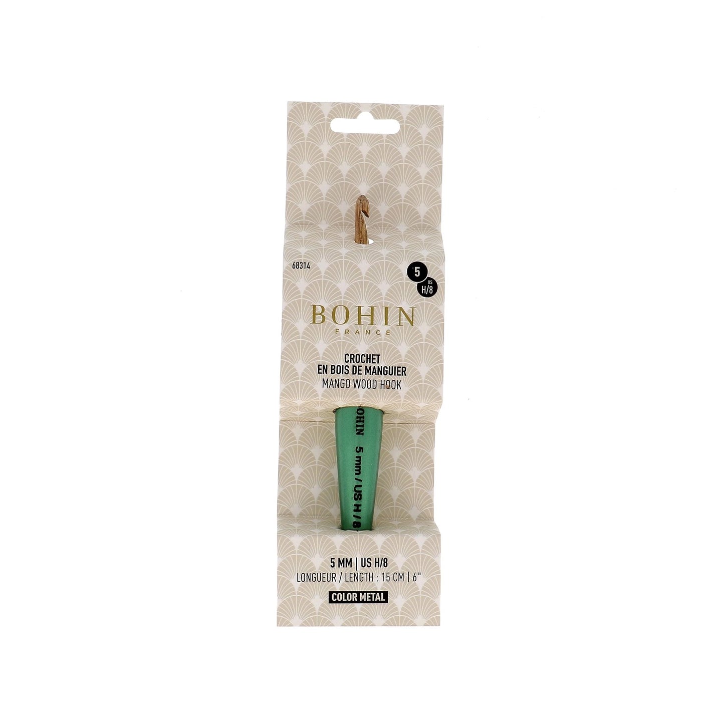 CROCHET HOOK WOOD-N°5-US H/8-Green-blister x1