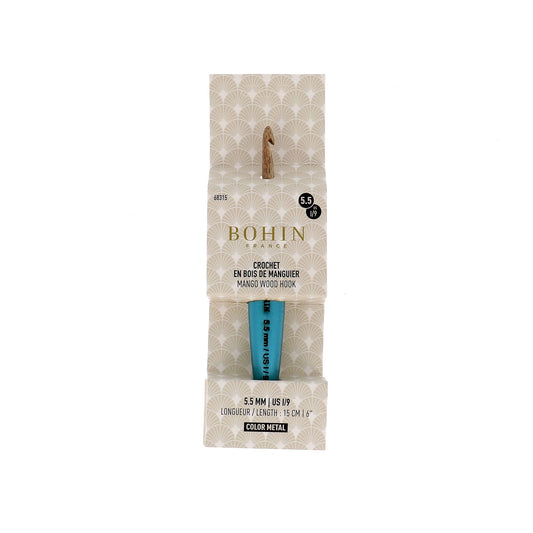 CROCHET HOOK WOOD-N°5.5-US I/9-Turquoise-blister x1