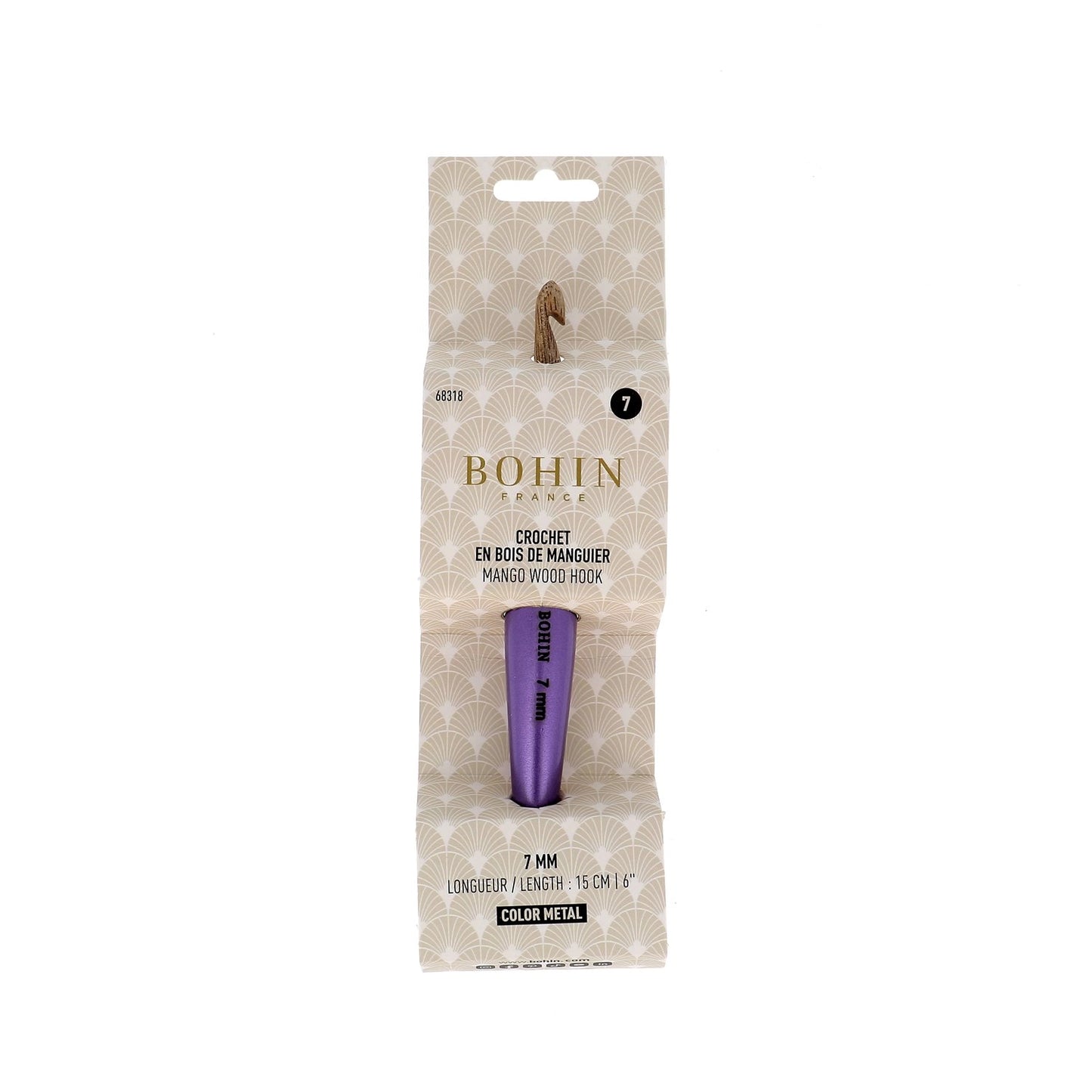 CROCHET HOOK WOOD-N°7-Purple-blister x1
