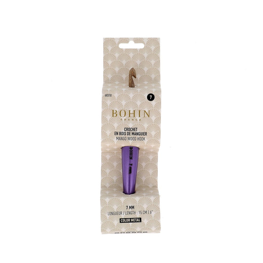 CROCHET HOOK WOOD-N°7-Purple-blister x1