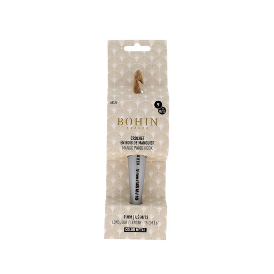 CROCHET HOOK WOOD-N°9-US M/13-Silver-blister x1