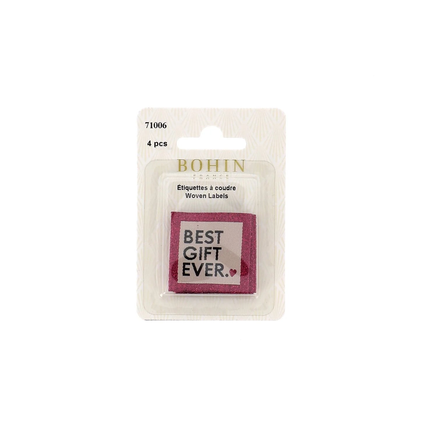 SEW-ON WOVEN LABEL - BEST GIFT EVER - BLISTER X 4