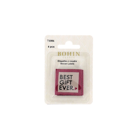 SEW-ON WOVEN LABEL - BEST GIFT EVER - BLISTER X 4