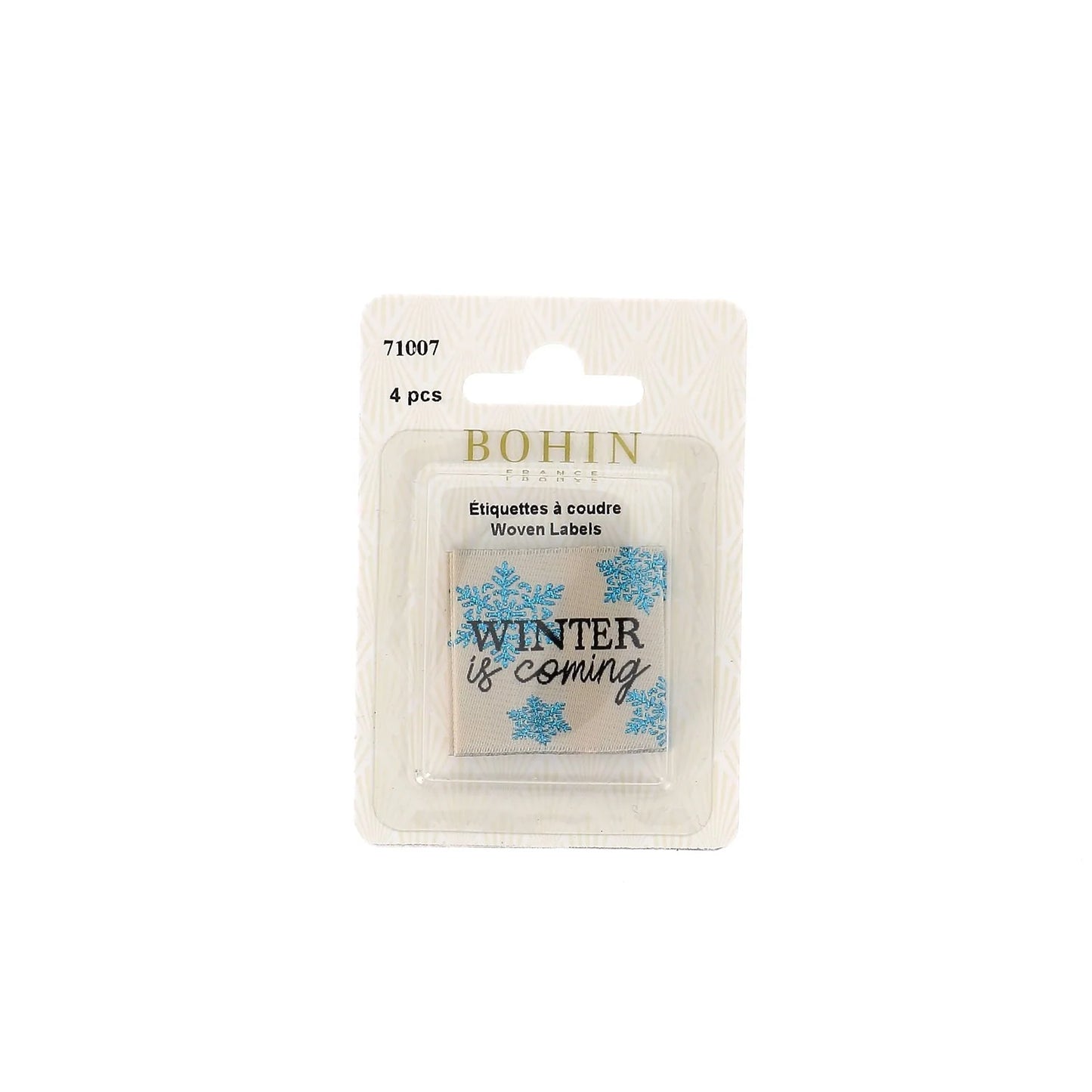 SEW-ON WOVEN LABEL - WINER IS COMING - BLISTER X 4