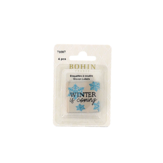 SEW-ON WOVEN LABEL - WINER IS COMING - BLISTER X 4