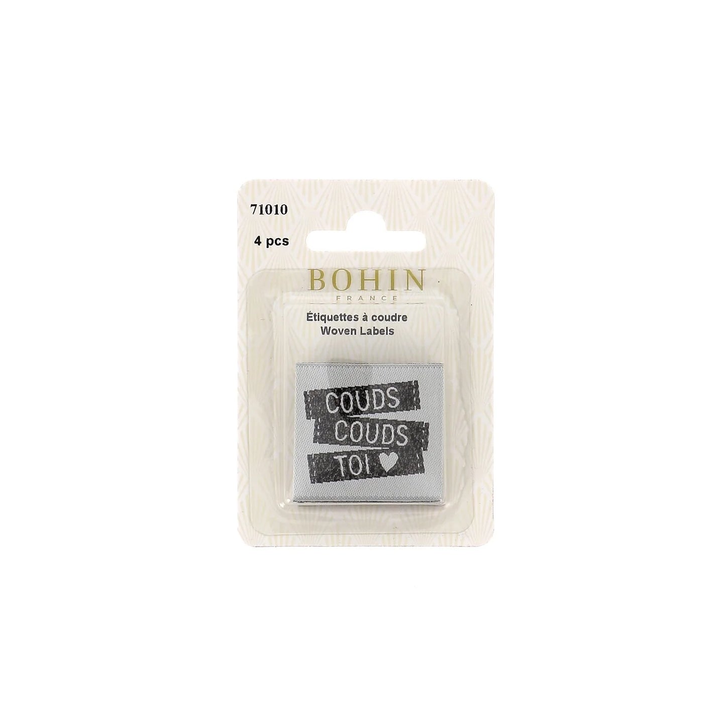 SEW-ON WOVEN LABEL - COUDS COUDS TOI - BLISTER X 4