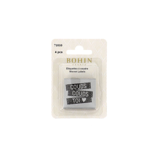 SEW-ON WOVEN LABEL - COUDS COUDS TOI - BLISTER X 4
