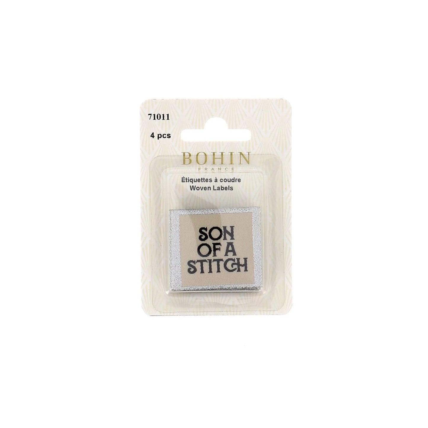 SEW-ON WOVEN LABEL - SON OF A STICH - BLISTER X 4