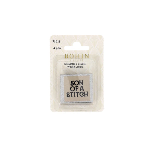 SEW-ON WOVEN LABEL - SON OF A STICH - BLISTER X 4