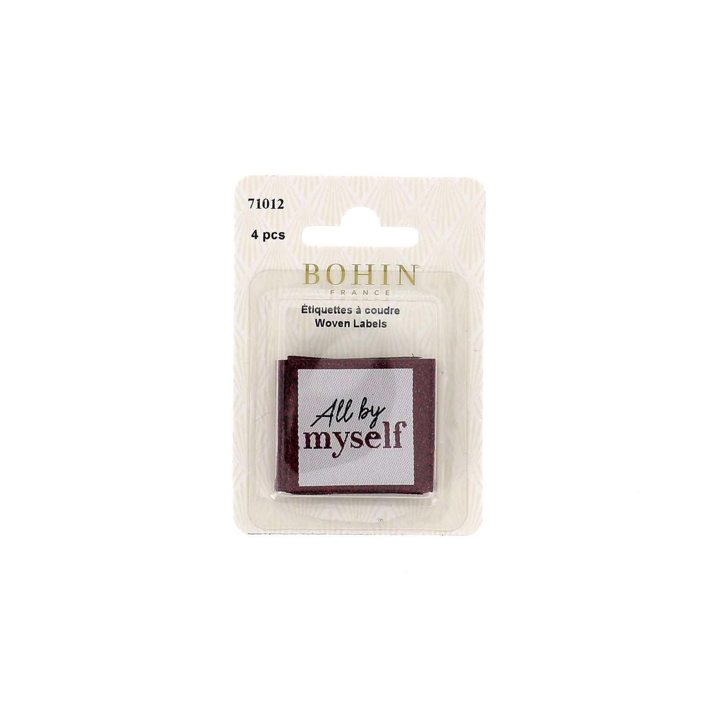 SEW-ON WOVEN LABEL - ALL BY MYSELF - BLISTER X 4