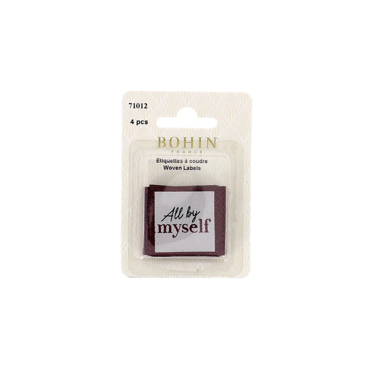 SEW-ON WOVEN LABEL - ALL BY MYSELF - BLISTER X 4