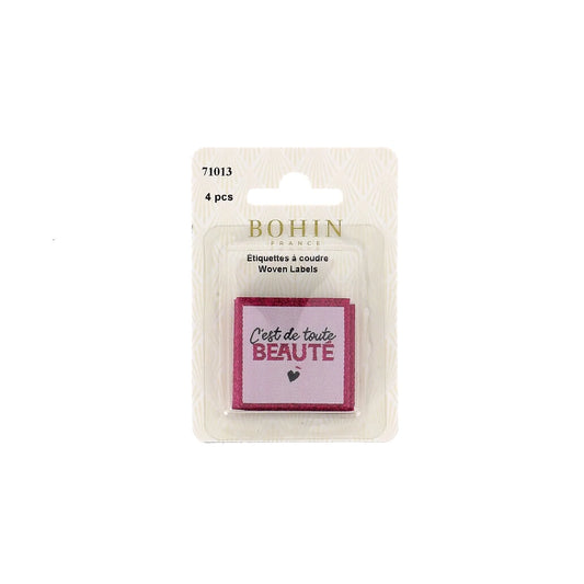 SEW-ON WOVEN LABEL - C'EST DE TOUTE BEAUTÉ - BLISTER X 4