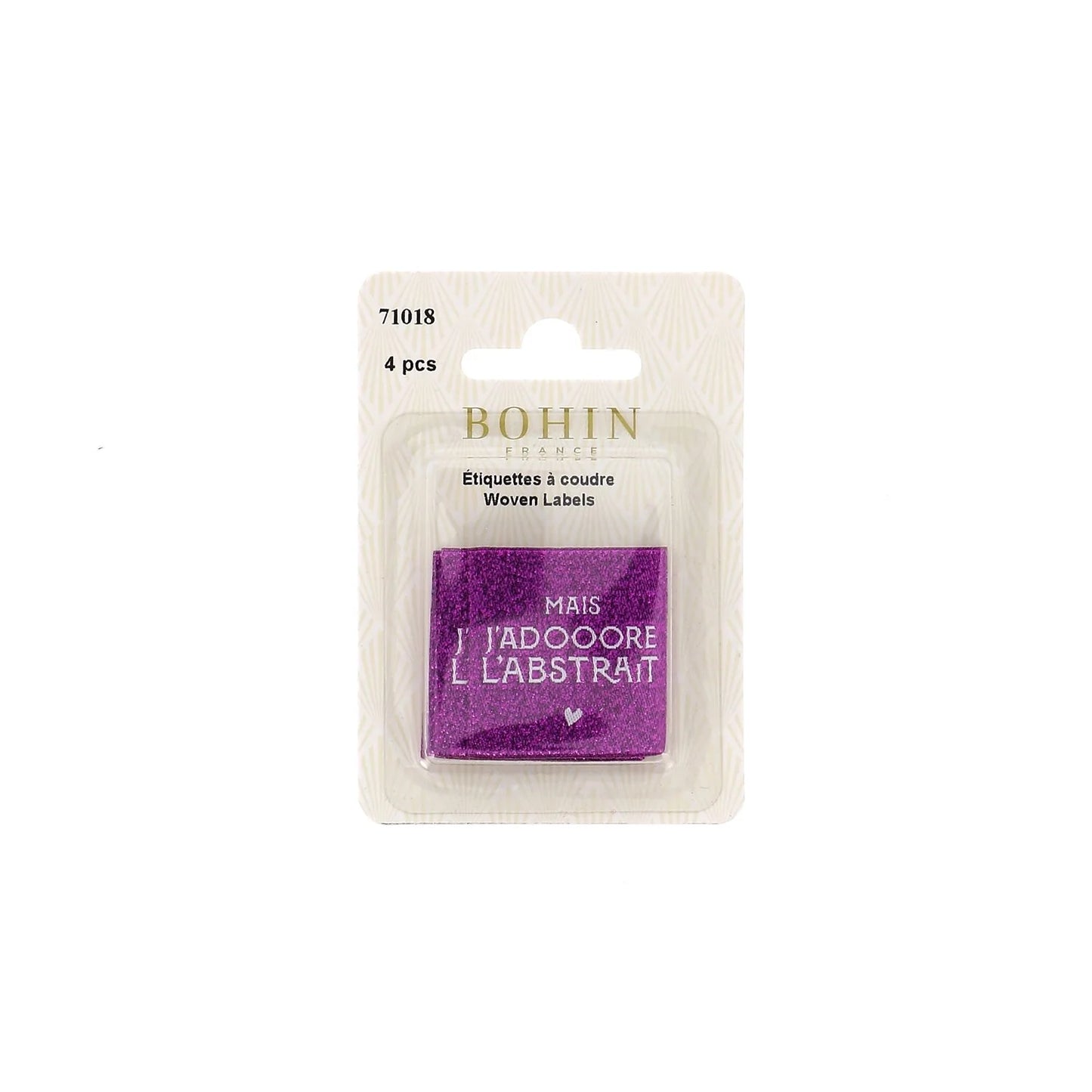 SEW-ON WOVEN LABEL - MAIS J'ADORE L'ABSTRAIT - BLISTER X 4