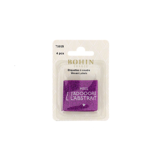 SEW-ON WOVEN LABEL - MAIS J'ADORE L'ABSTRAIT - BLISTER X 4