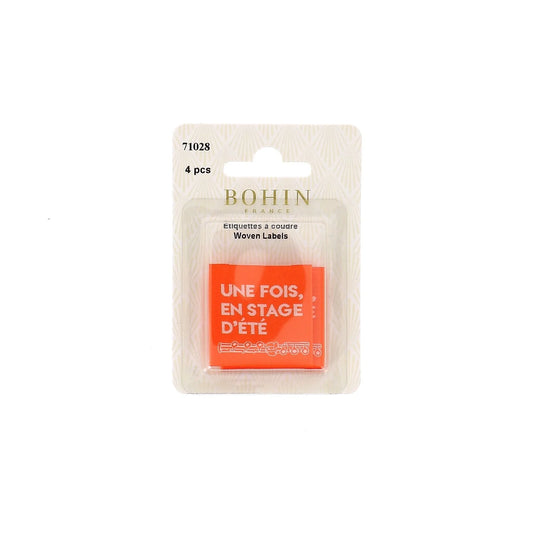 SEW-ON WOVEN LABEL - UNE FOIS EN STAGE D'ÉTÉ - BLISTER X 4