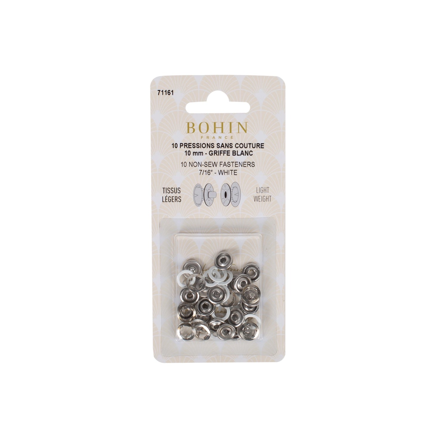 REFILL 10 NON-SEW SNAPS JERSEY/BODY/BABY - 7/16" - WHITE - No tool set
