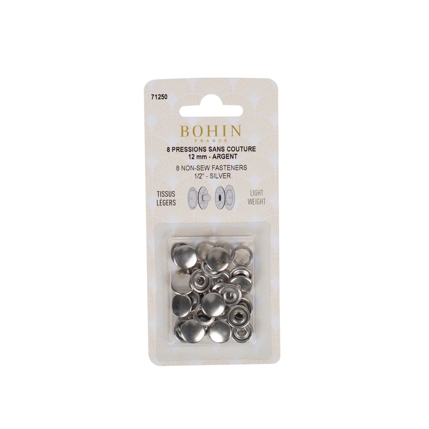 NON SEW FASTENERS LIGHT FABRIC 12MM NICKEL REFILL