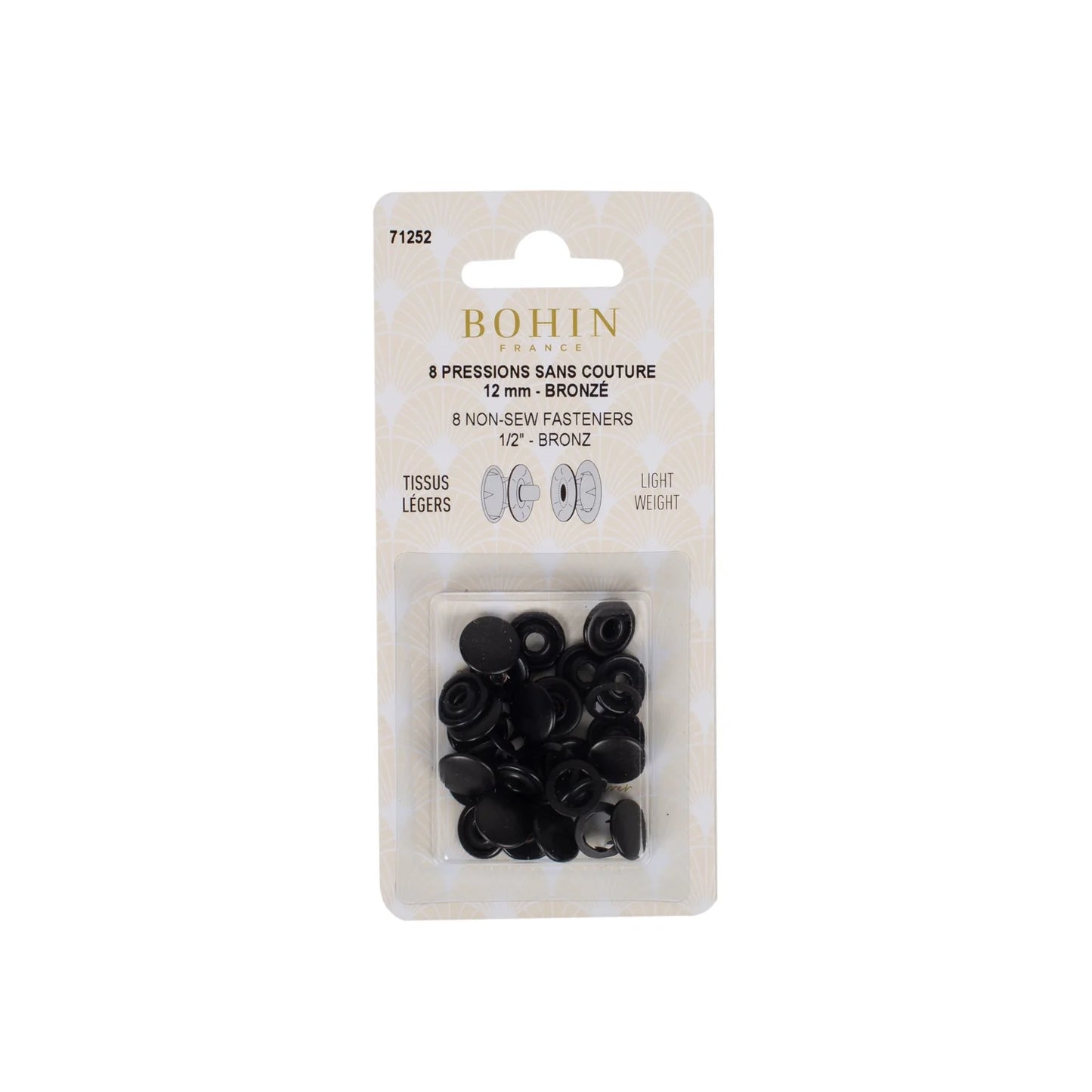 NON SEW FASTENERS LIGHT FABRIC 12MM BRONZ REFILL