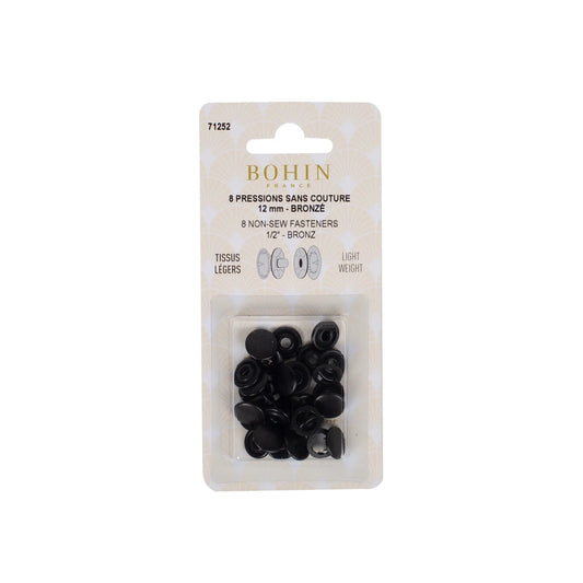 NON SEW FASTENERS LIGHT FABRIC 12MM BRONZ REFILL