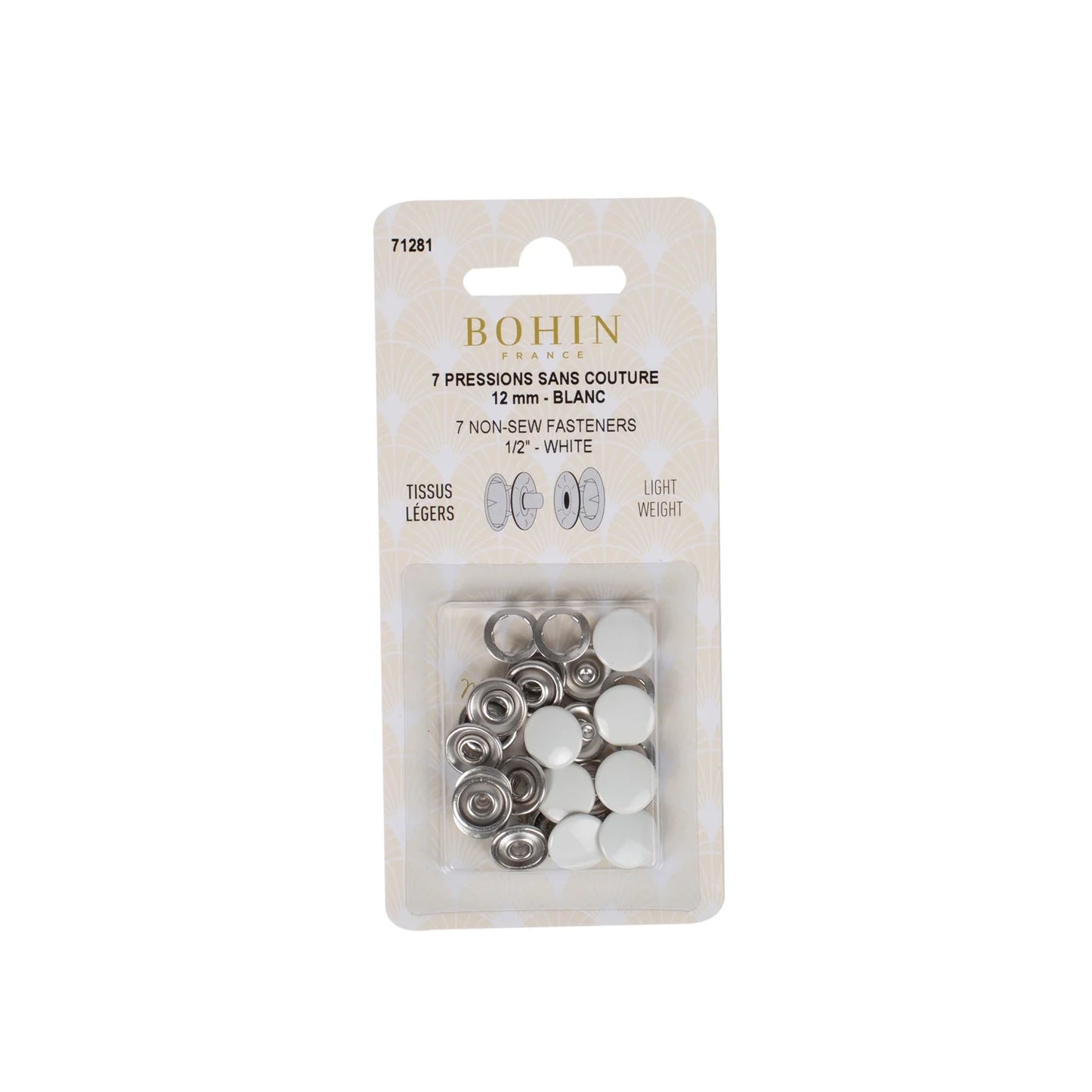 NON SEW FASTENERS LIGHT FABRIC 12MM WHITE REFILL