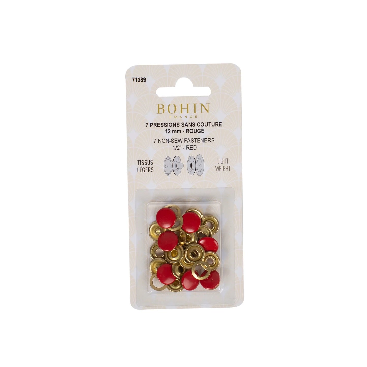 NON SEW FASTENERS LIGHT FABRIC 12MM RED REFILL