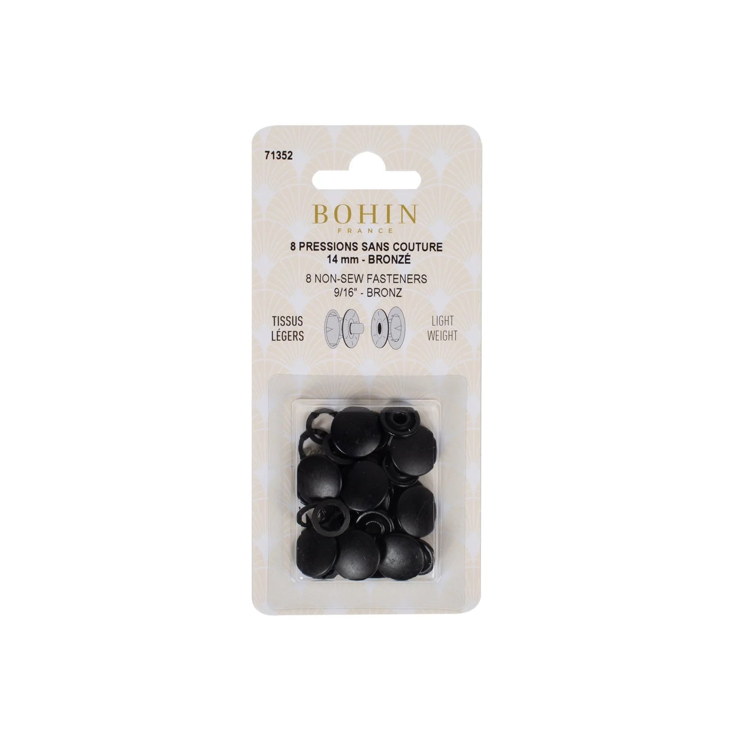 NON SEW FASTENERS LIGHT FABRIC 14MM BRONZ REFILL