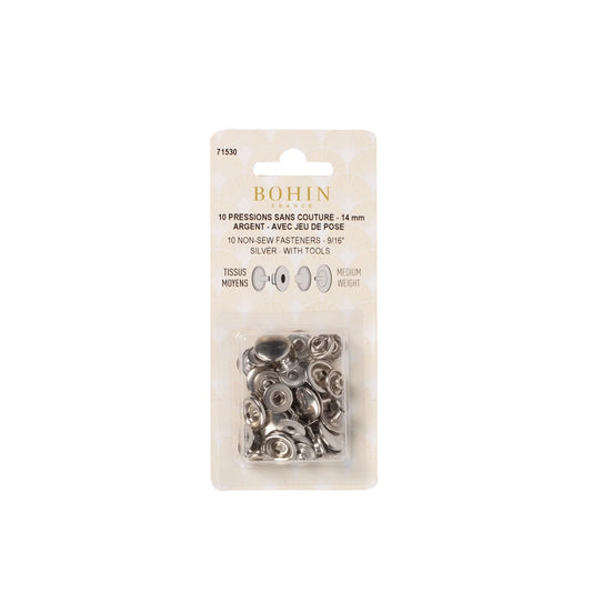 NON SEW FASTENERS MEDIUM FABRIC 14MM NICKEL REFILL