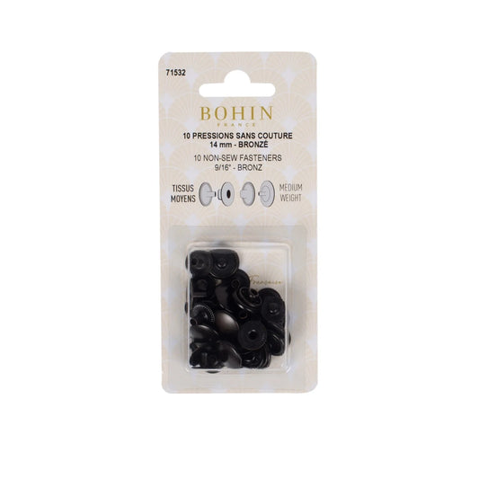 NON SEW FASTENERS MEDIUM FABRIC 14MM BRONZ REFILL