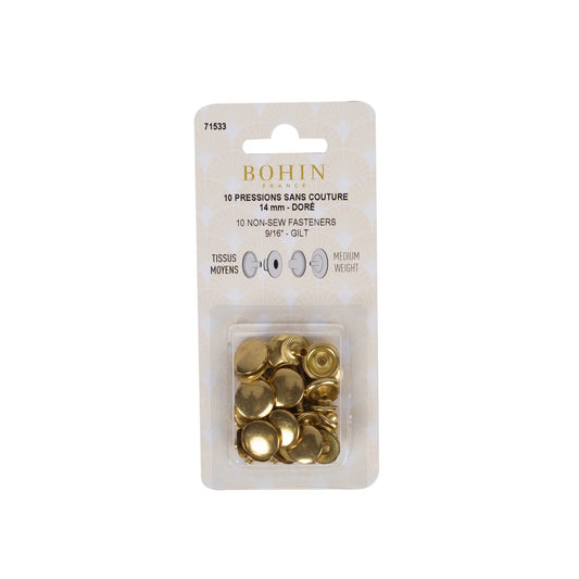 NON SEW FASTENERS MEDIUM FABRIC 14MM GILTED REFILL