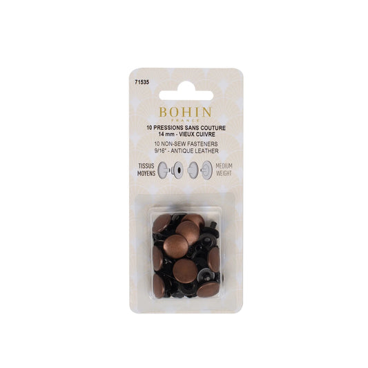 NON SEW FASTENERS MEDIUM FABRIC 14MM ANTIQUE REFILL